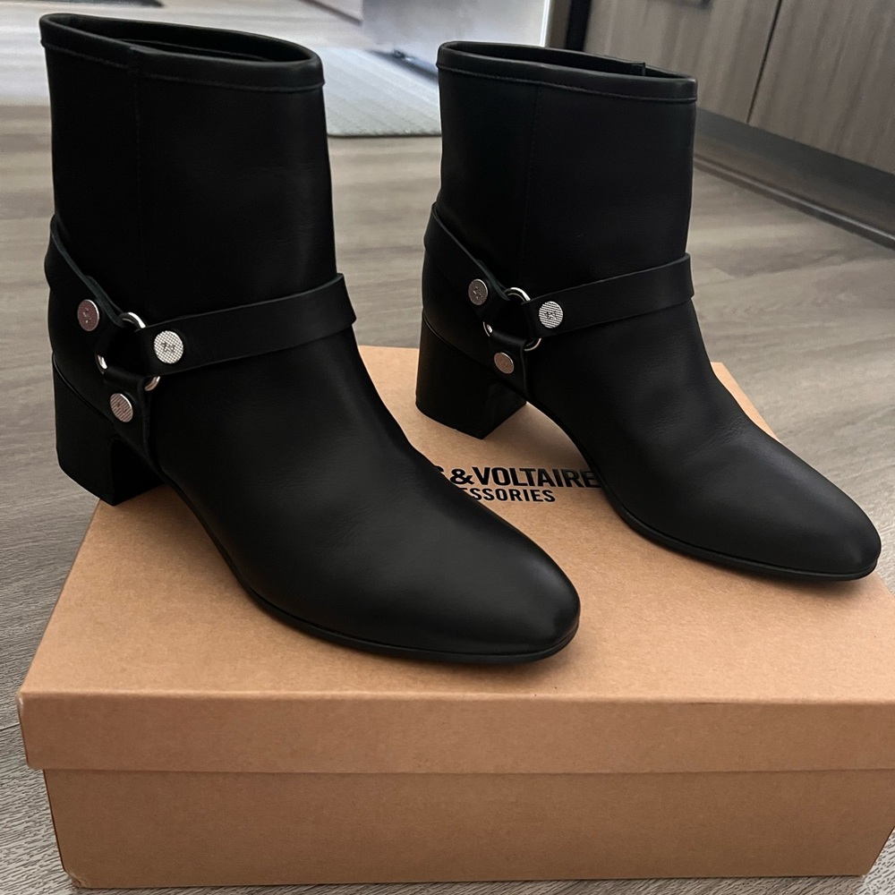 Authentic black leather boots Zadiiq&Voltaire, size 38,
